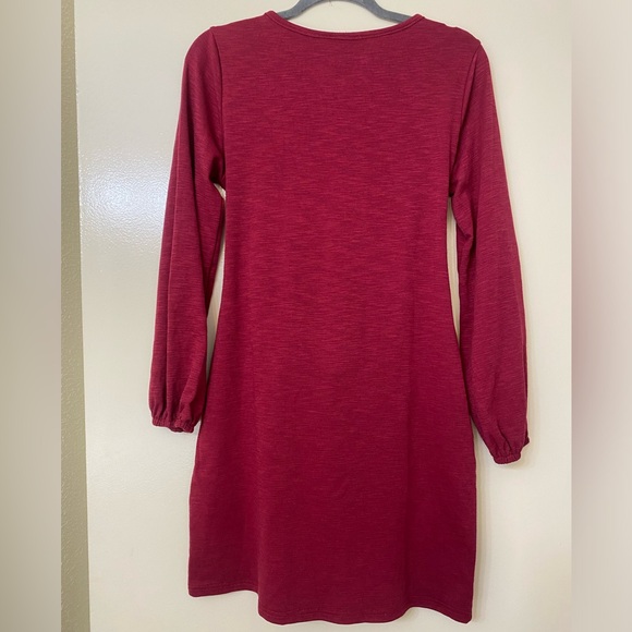PRETTY GARDEN burgundy long sleeve dress - Picture 5 of 9